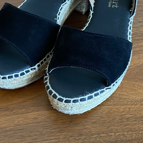 REDUCED! PASEART Espadrille Sandals Black Suede Size 7.5 EUC - Picture 6 of 8